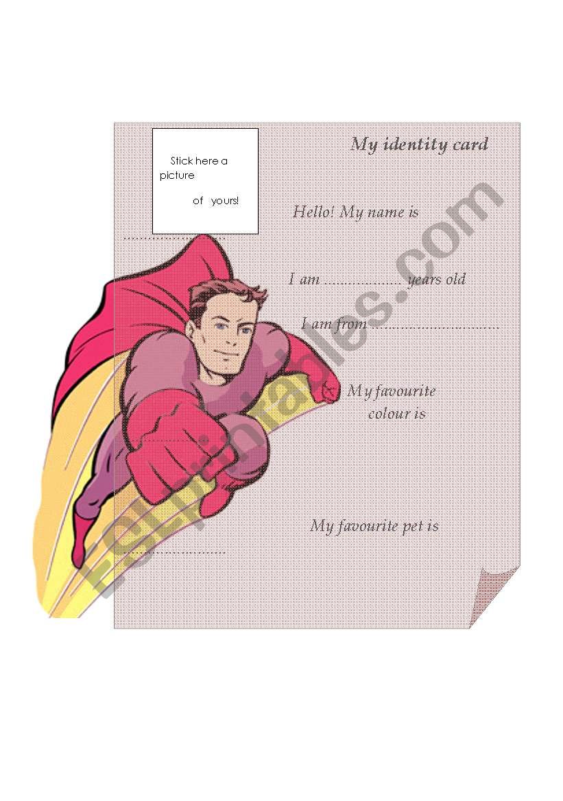 My identity card worksheet