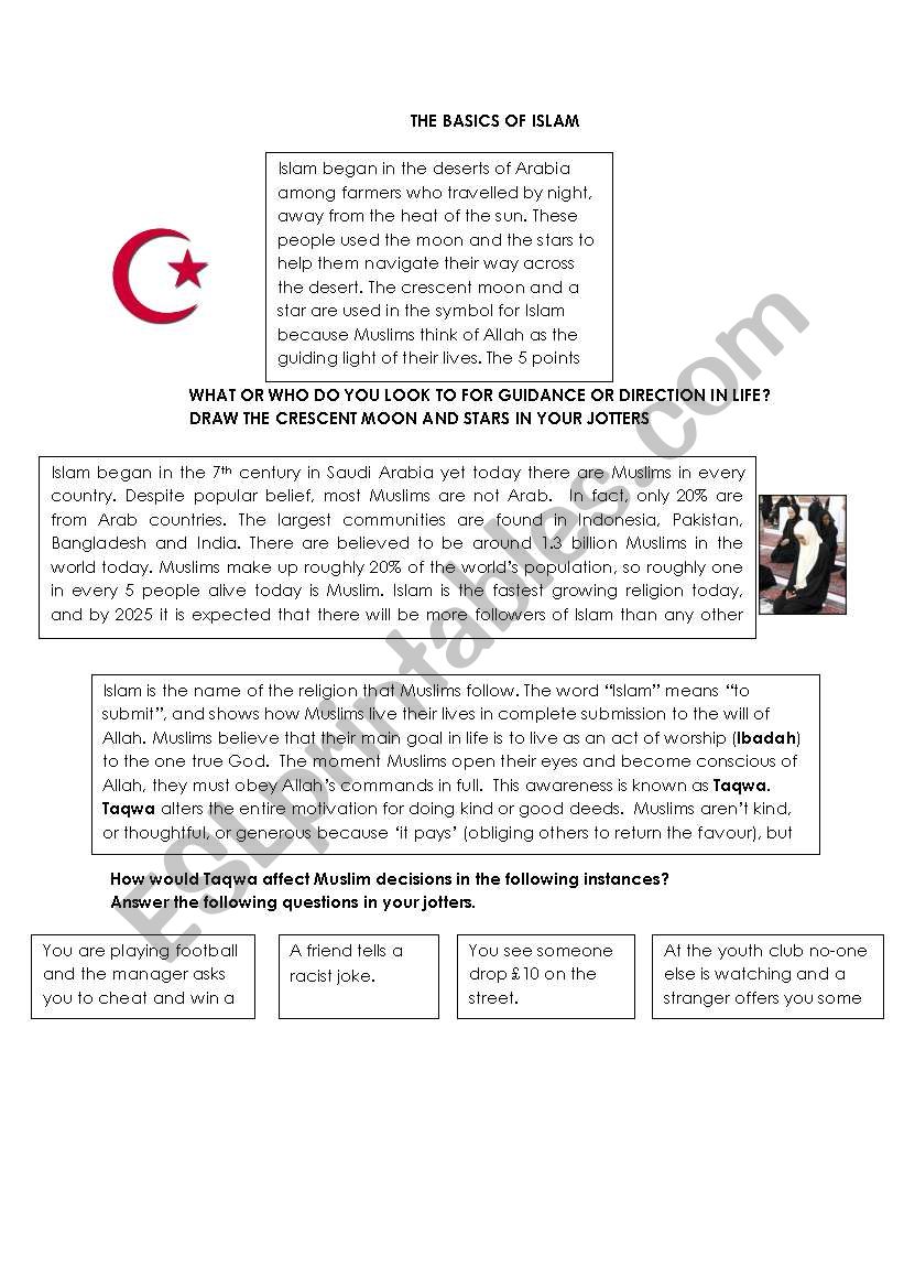 Basics of Islam worksheet