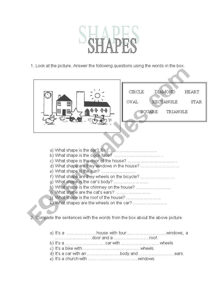 Describing forms of objects worksheet