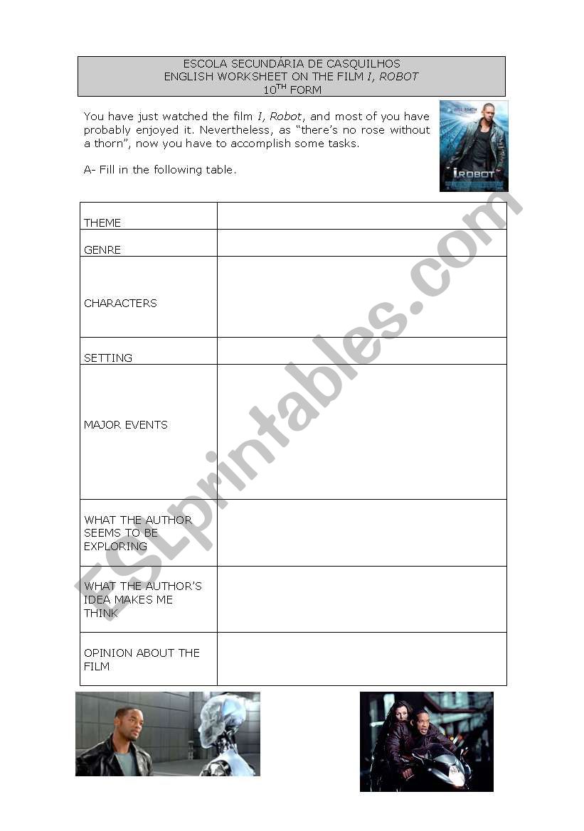 I, Robot worksheet