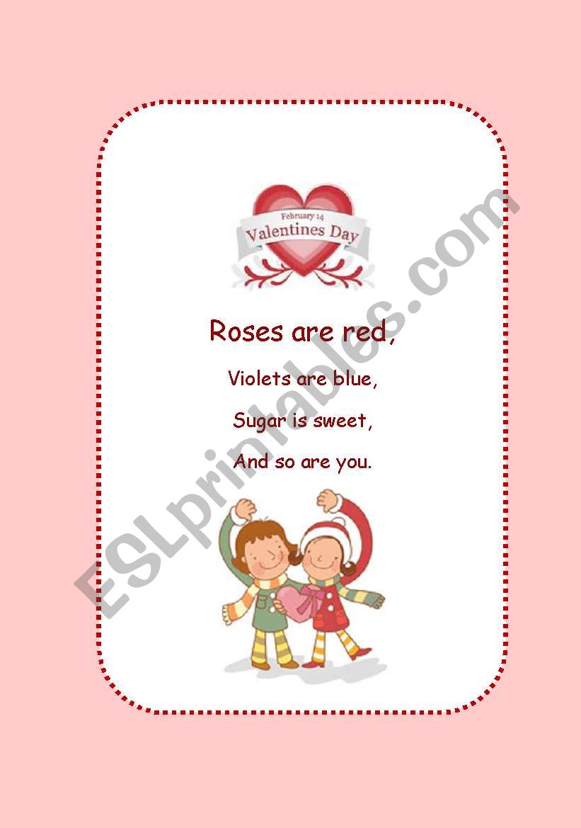 Valentines Day poem worksheet