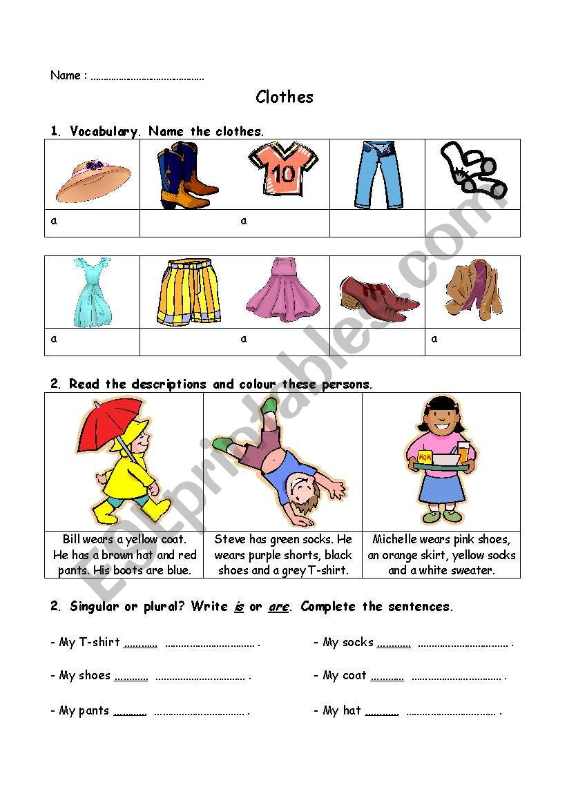 Clothes worksheet
