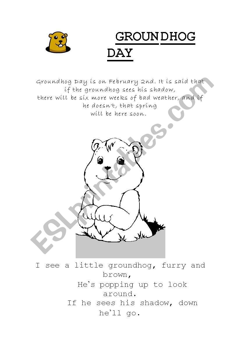 English worksheets: GROUNDHOG DAY