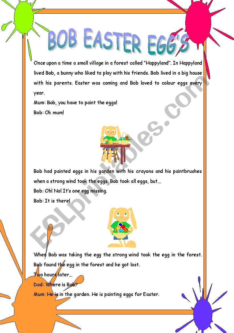 Bob Easter Egg 1/4 worksheet