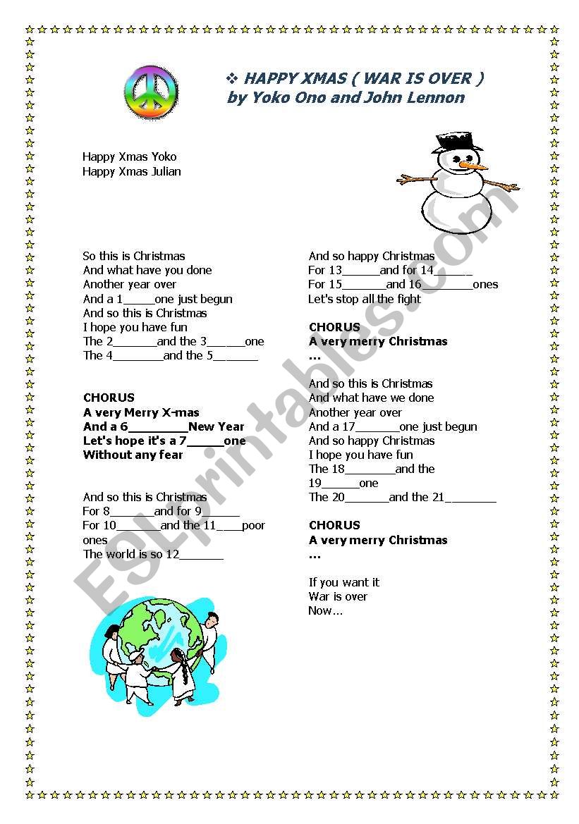 song: Happy Christmas ( War is over) John Lennon and Joko Ono
