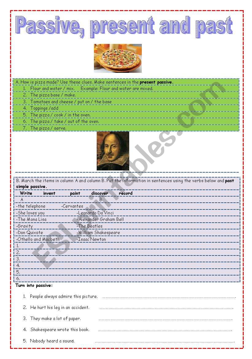 passive, present and past worksheet