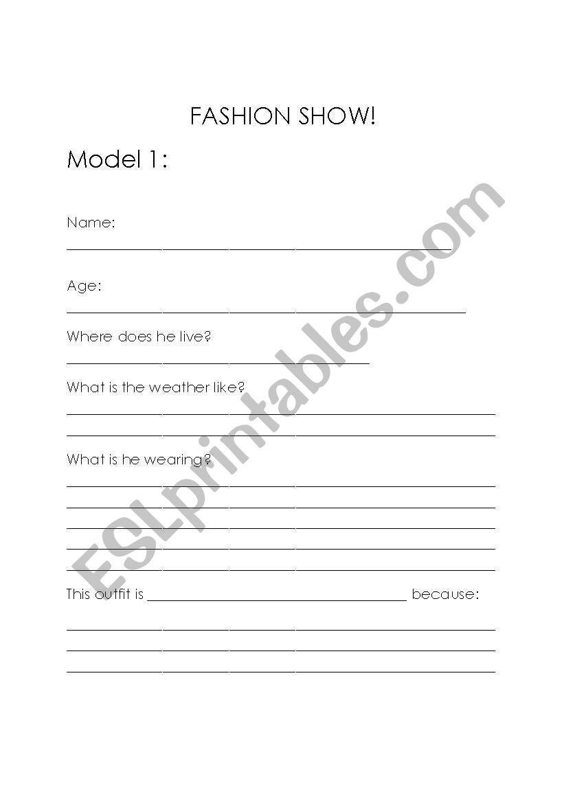 Fashion Show Model Descriptions