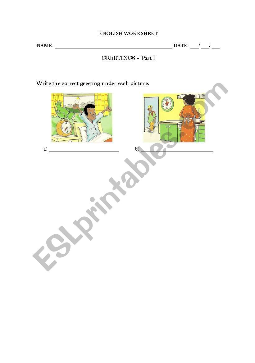 Greetings - Part I worksheet