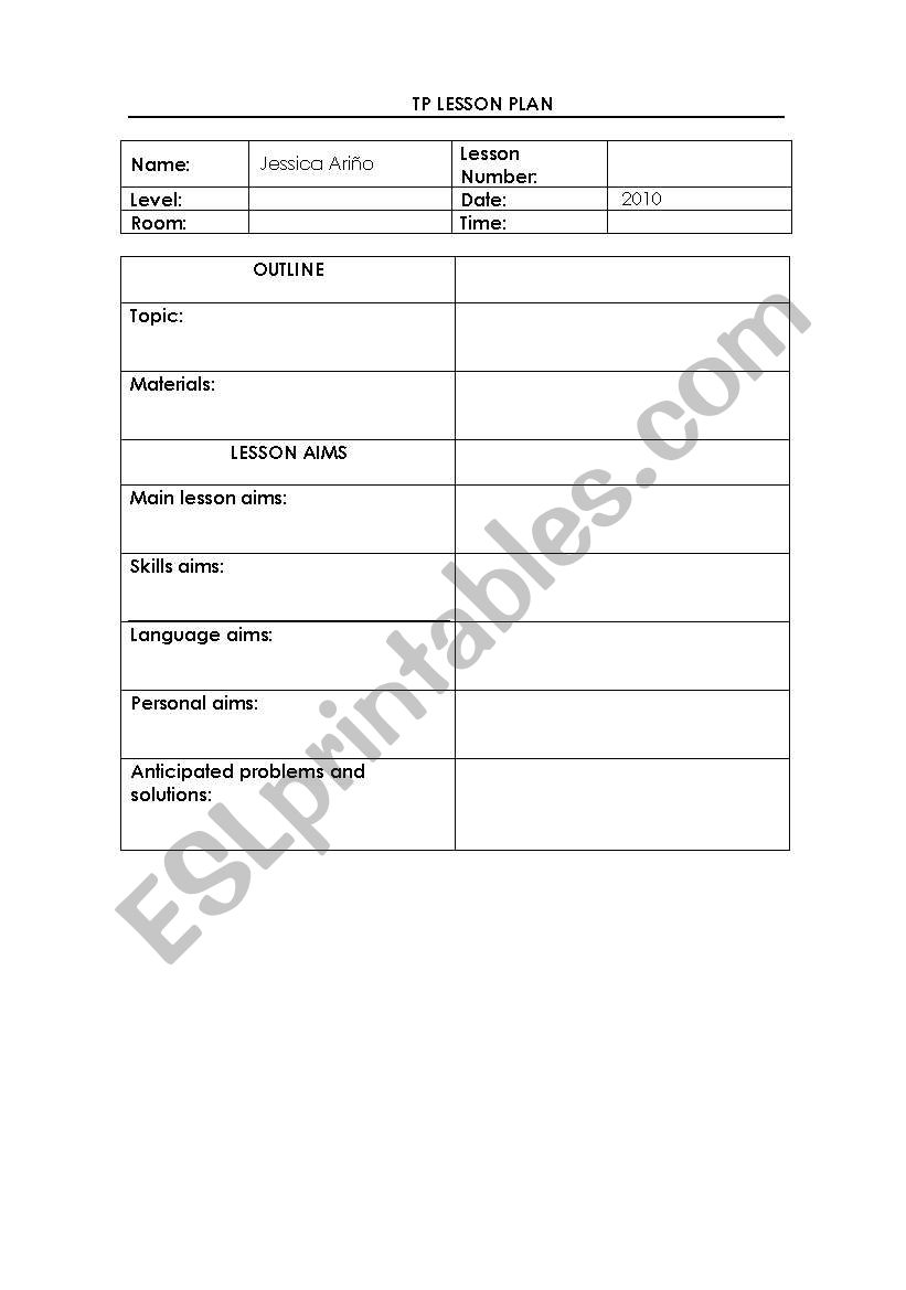 Lesson Plan Template worksheet