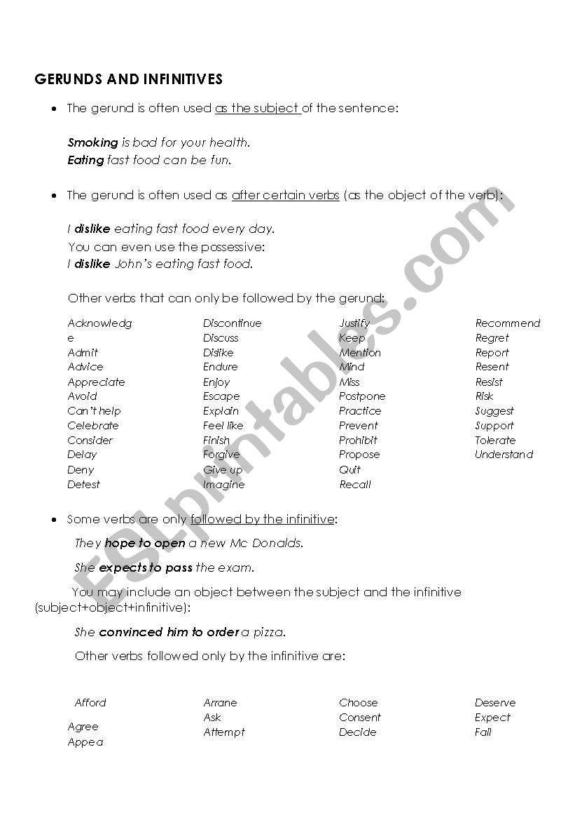 The gerund-grammar guide worksheet