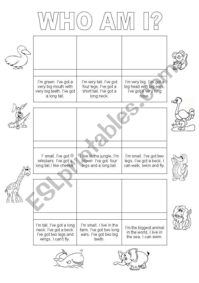 Who am I? worksheet