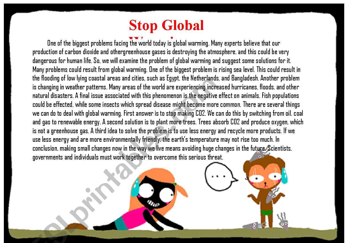 Stop Global Warming worksheet
