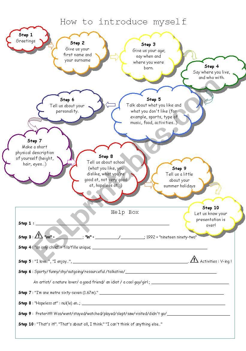 How to introduce myself worksheet