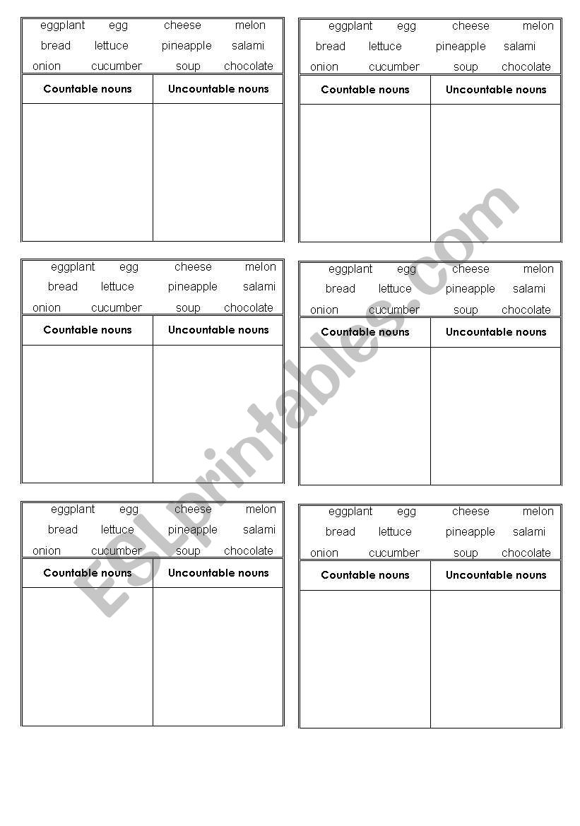Countable and uncontable (food)
