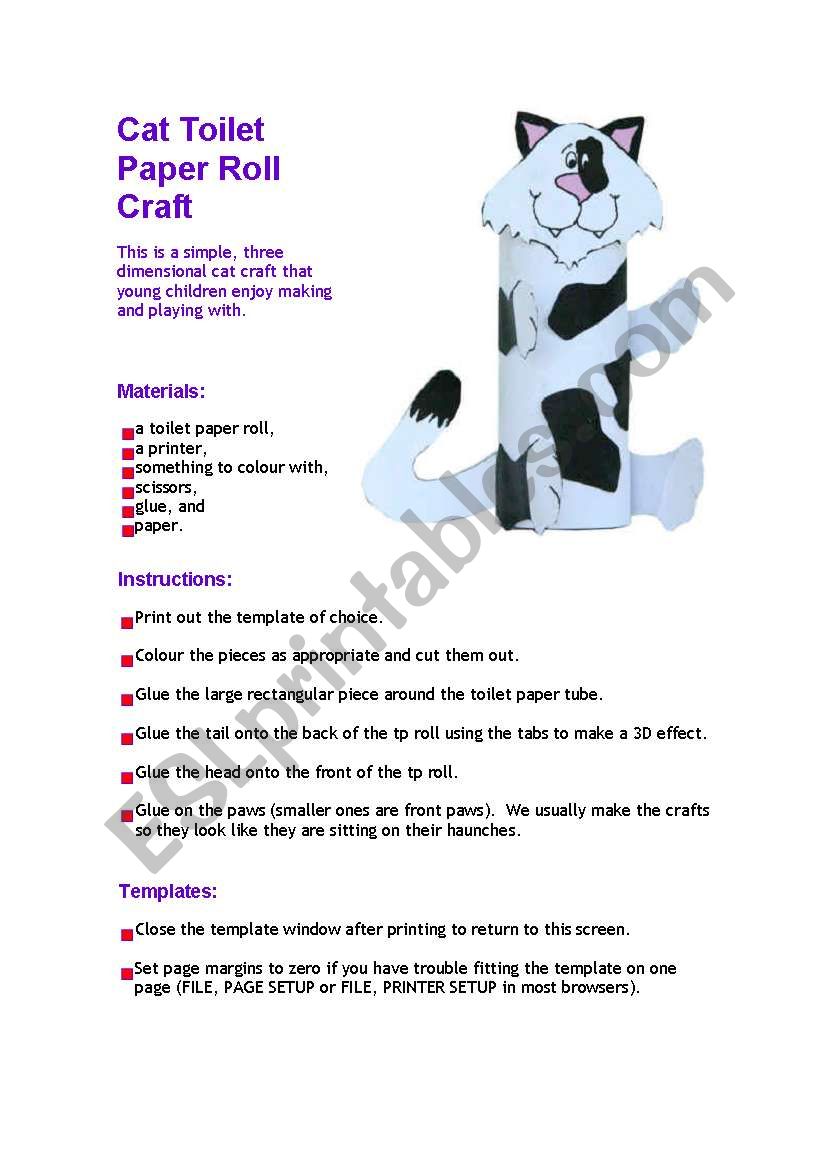 Cat Toilet Paper Roll Craft worksheet