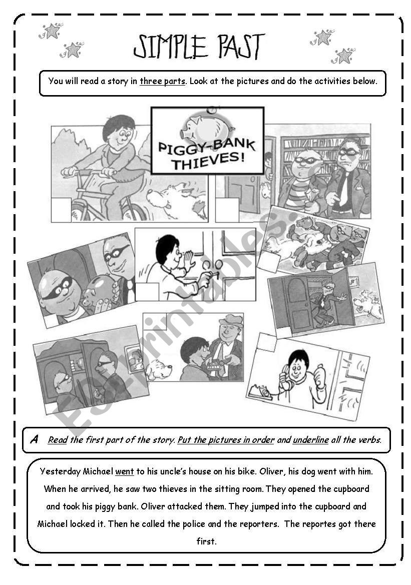 PAST SIMPLE – PART 1 – 2 PAGES – EDITABLE – B&W