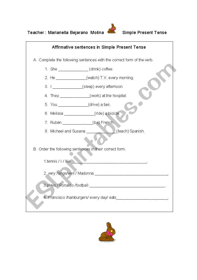 Simple present tense worksheet