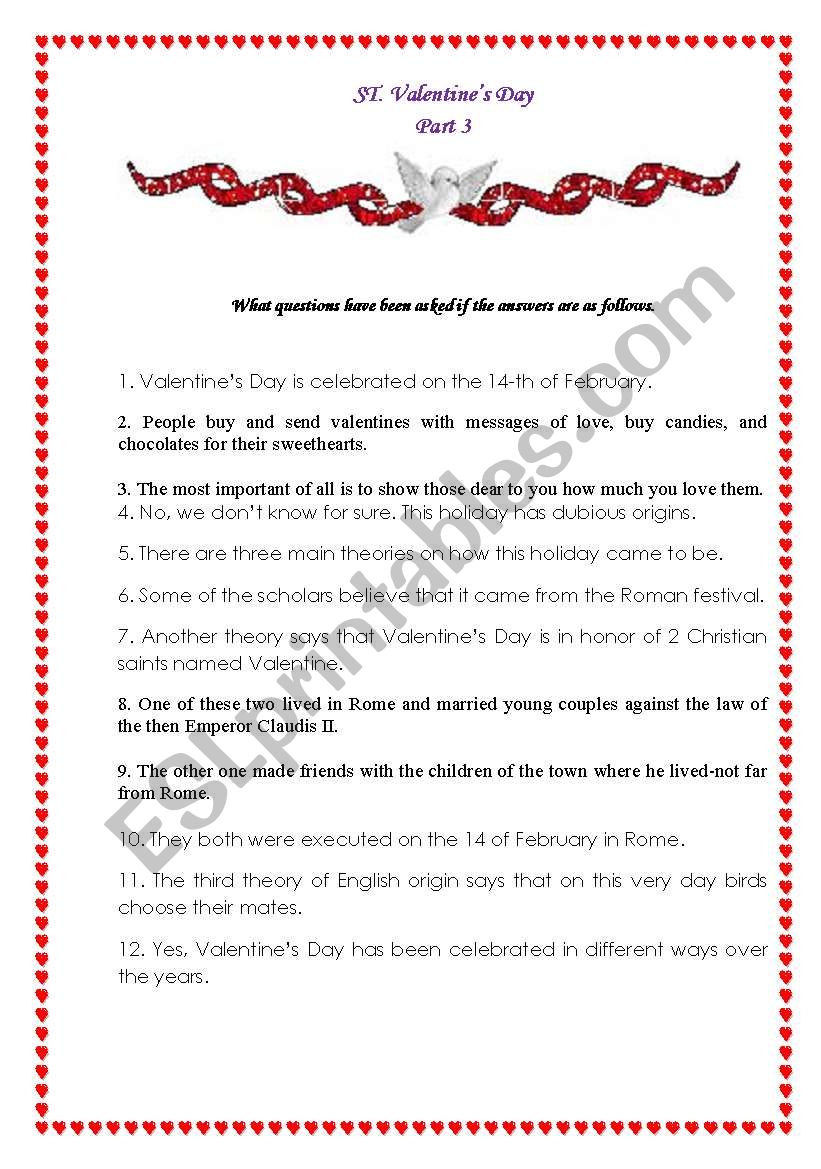 St.Valentines Day part 3 worksheet