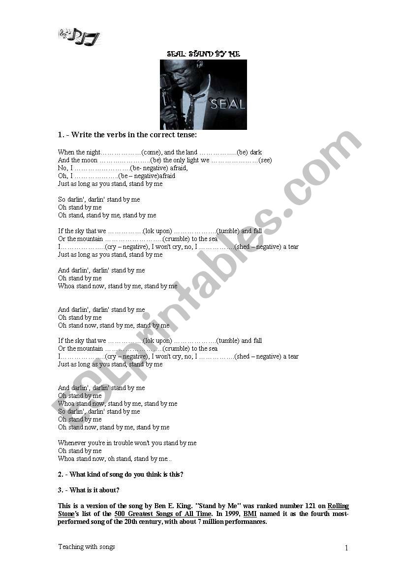 Stand by me by Seal worksheet