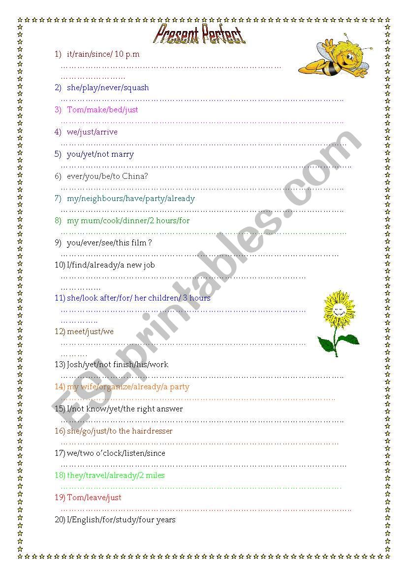 Present Perfect worksheet