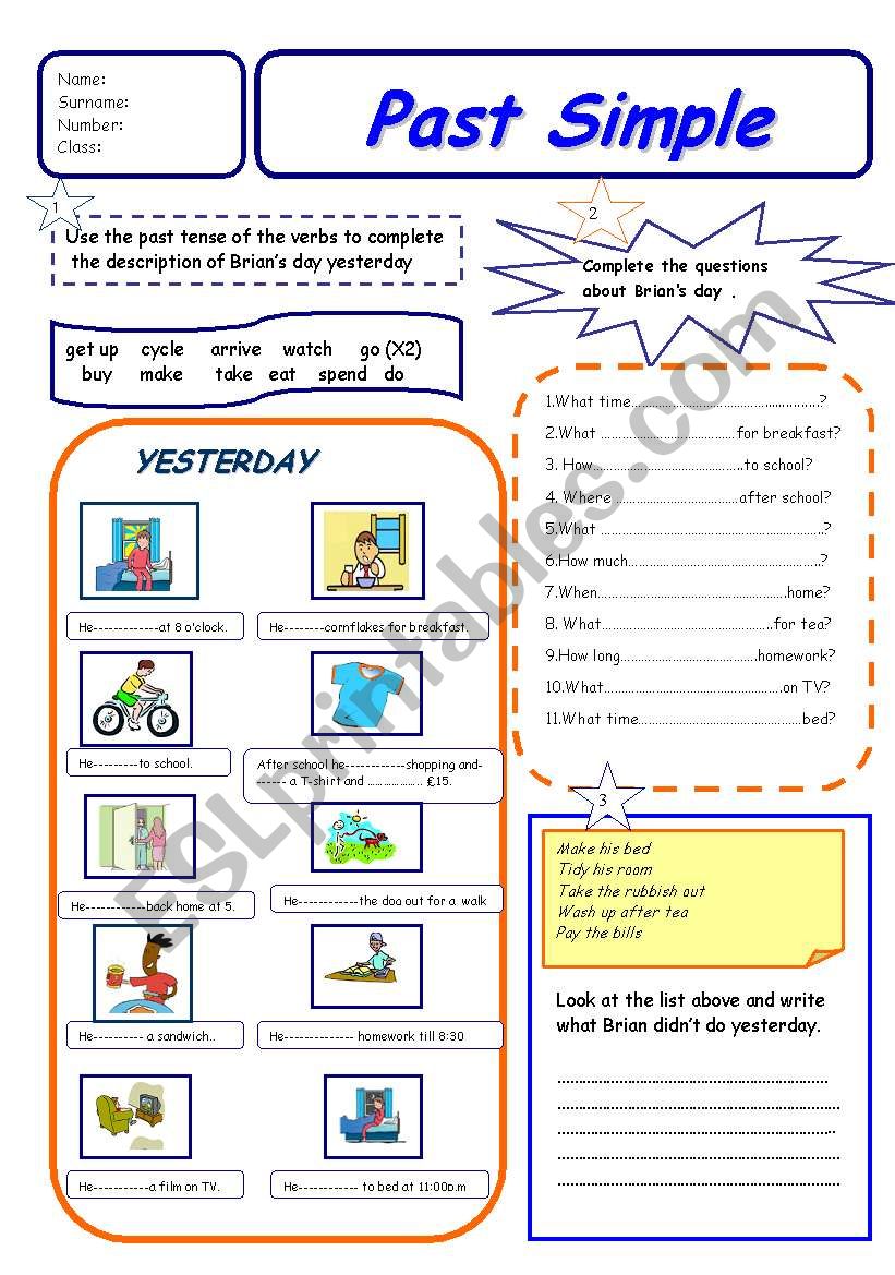 past simple worksheet