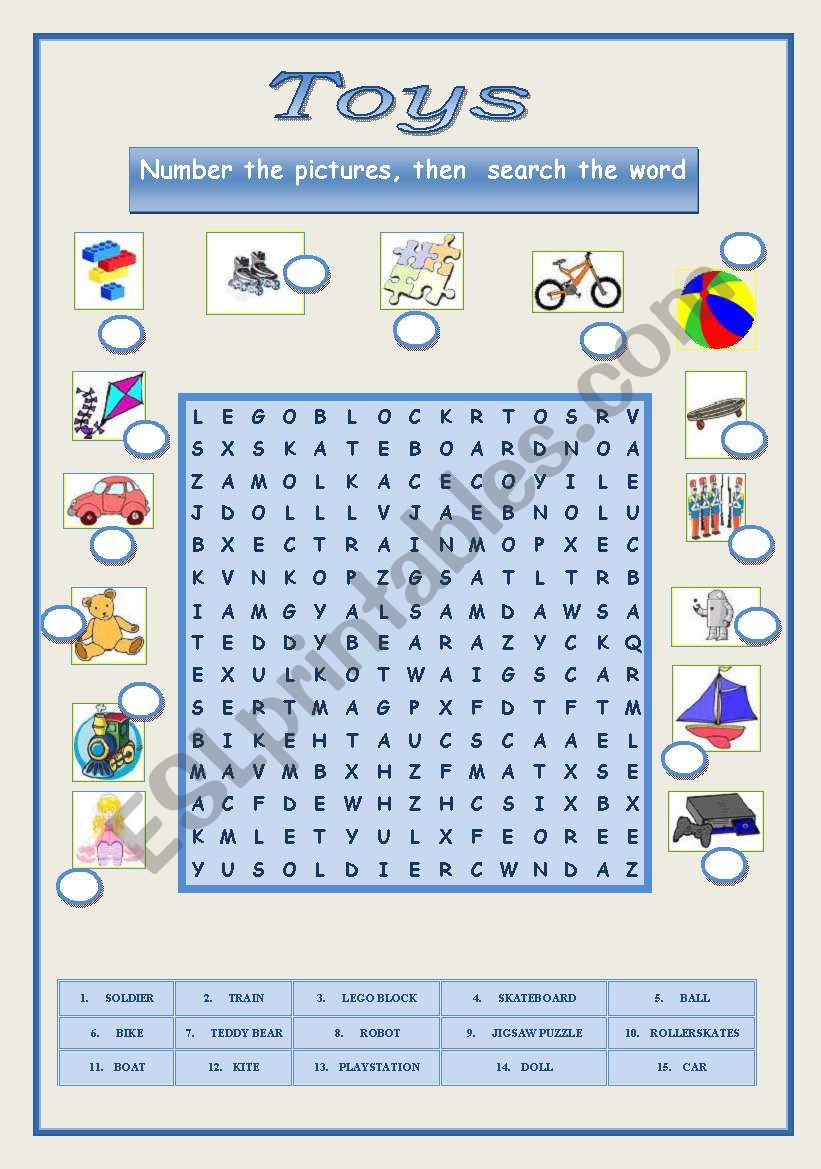 TOYS worksheet