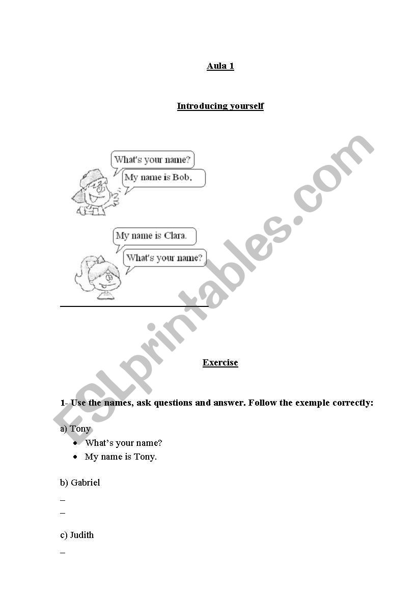 Whats your name? worksheet