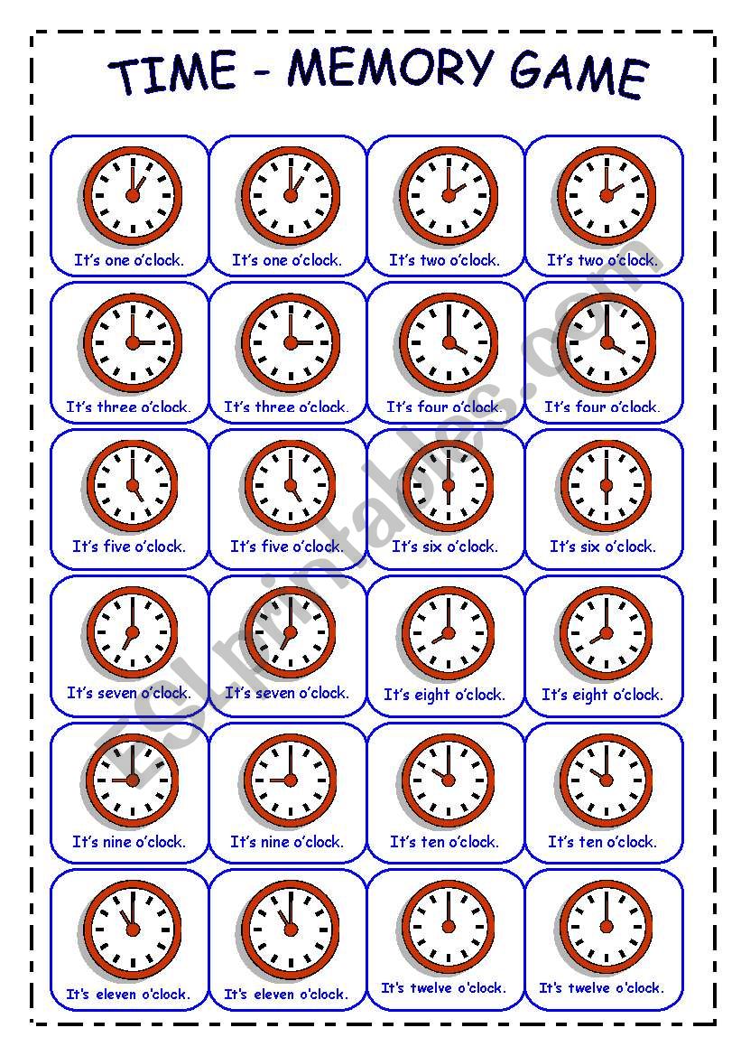 TIME - MEMORY GAME worksheet