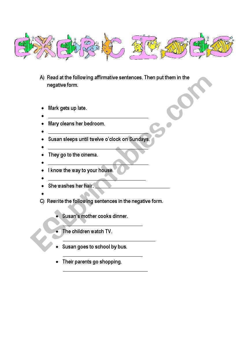 Exercises Simple Present worksheet