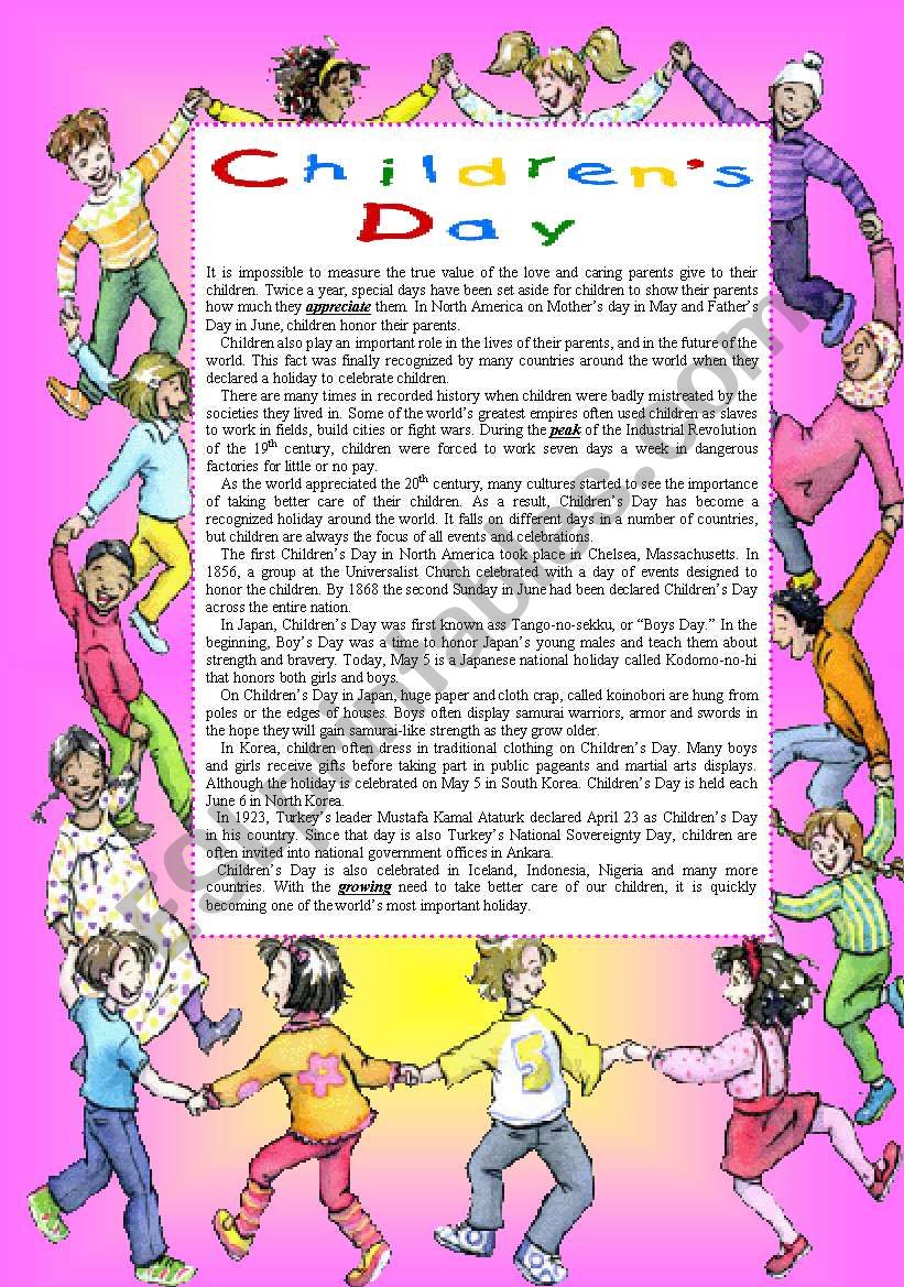 ChildrenÂ´s Day worksheet