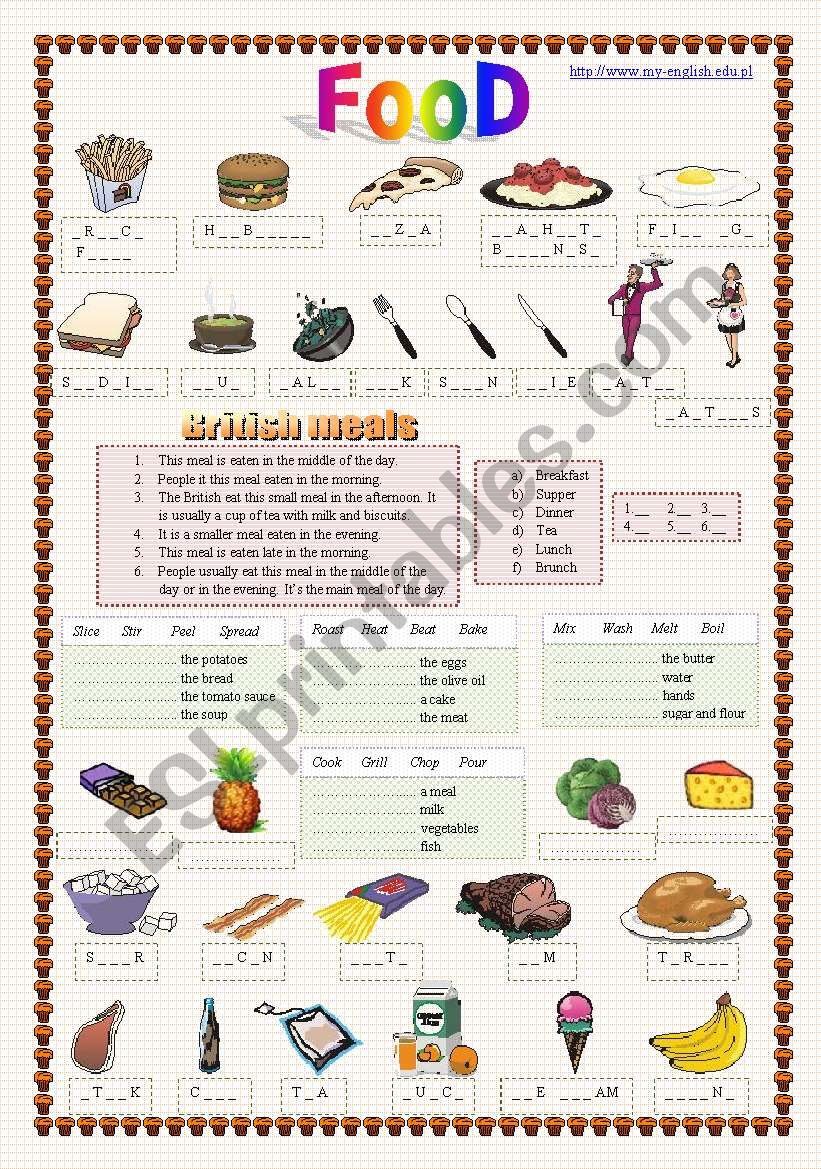 FOOD worksheet