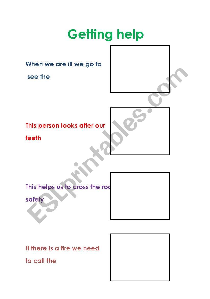 English worksheets: People Who Help Us Matching Activity