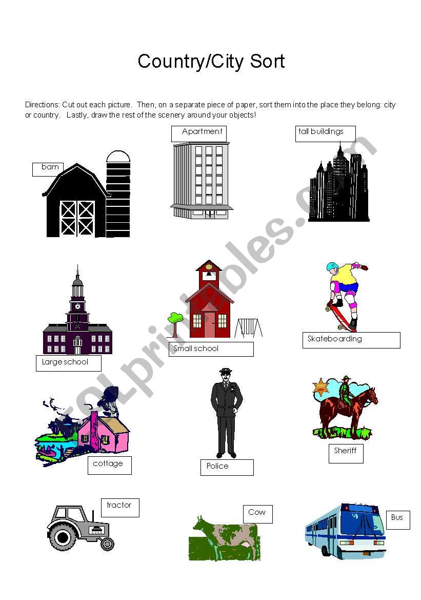 Country/City Picture Sort worksheet