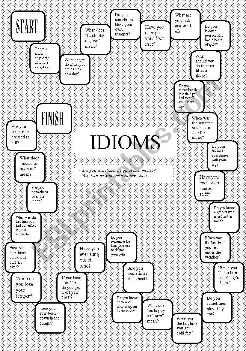 Idioms - a boardgame - fully editable - B/W version