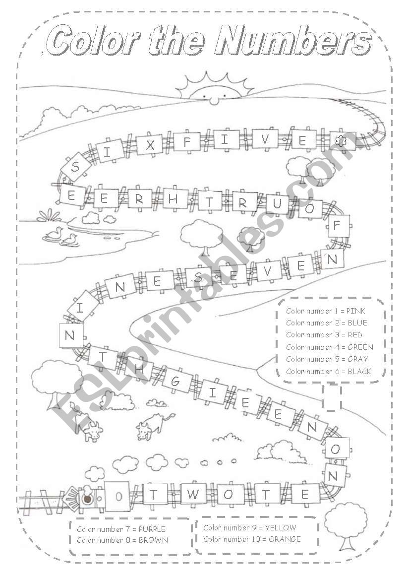 COLOR THE NUMBERS worksheet