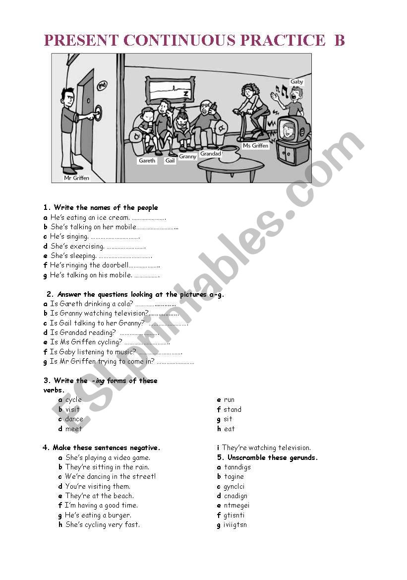 present continuous worksheet