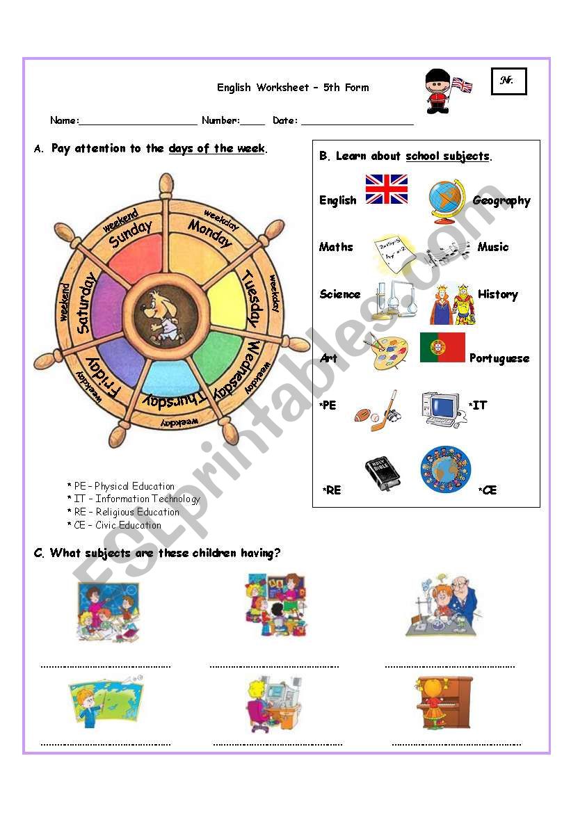 Classroom vocabulary worksheet