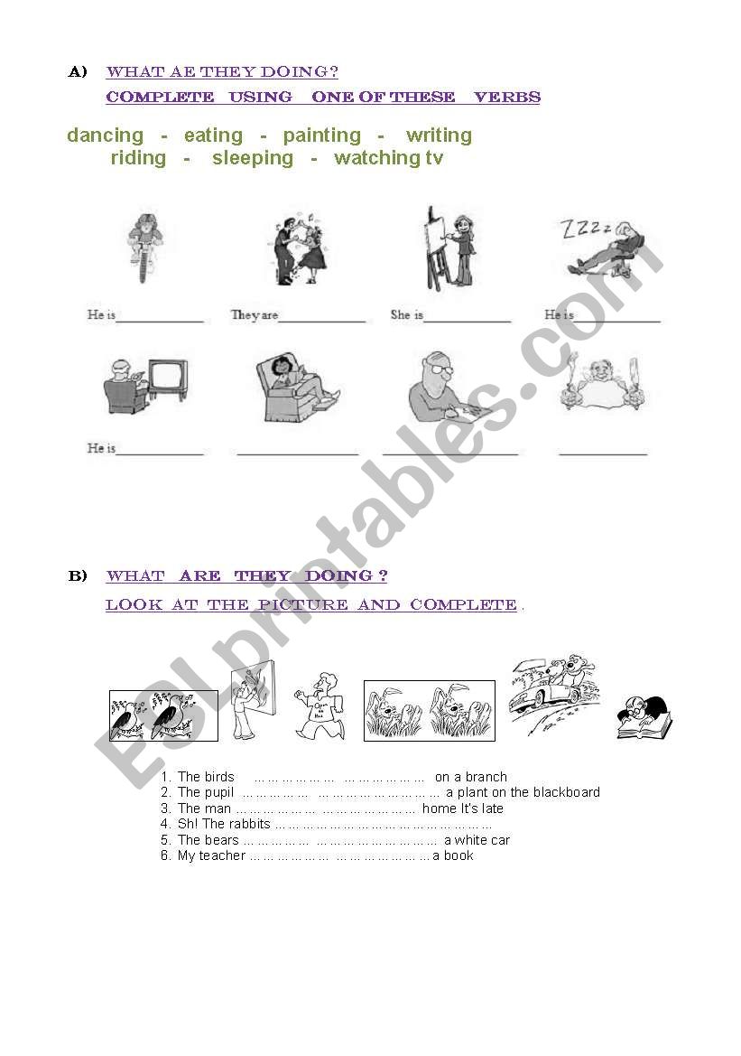What are they doing ?  Part 1 worksheet