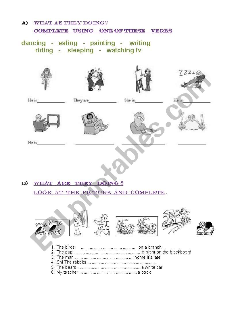 What are they doing ?  Part 1 worksheet