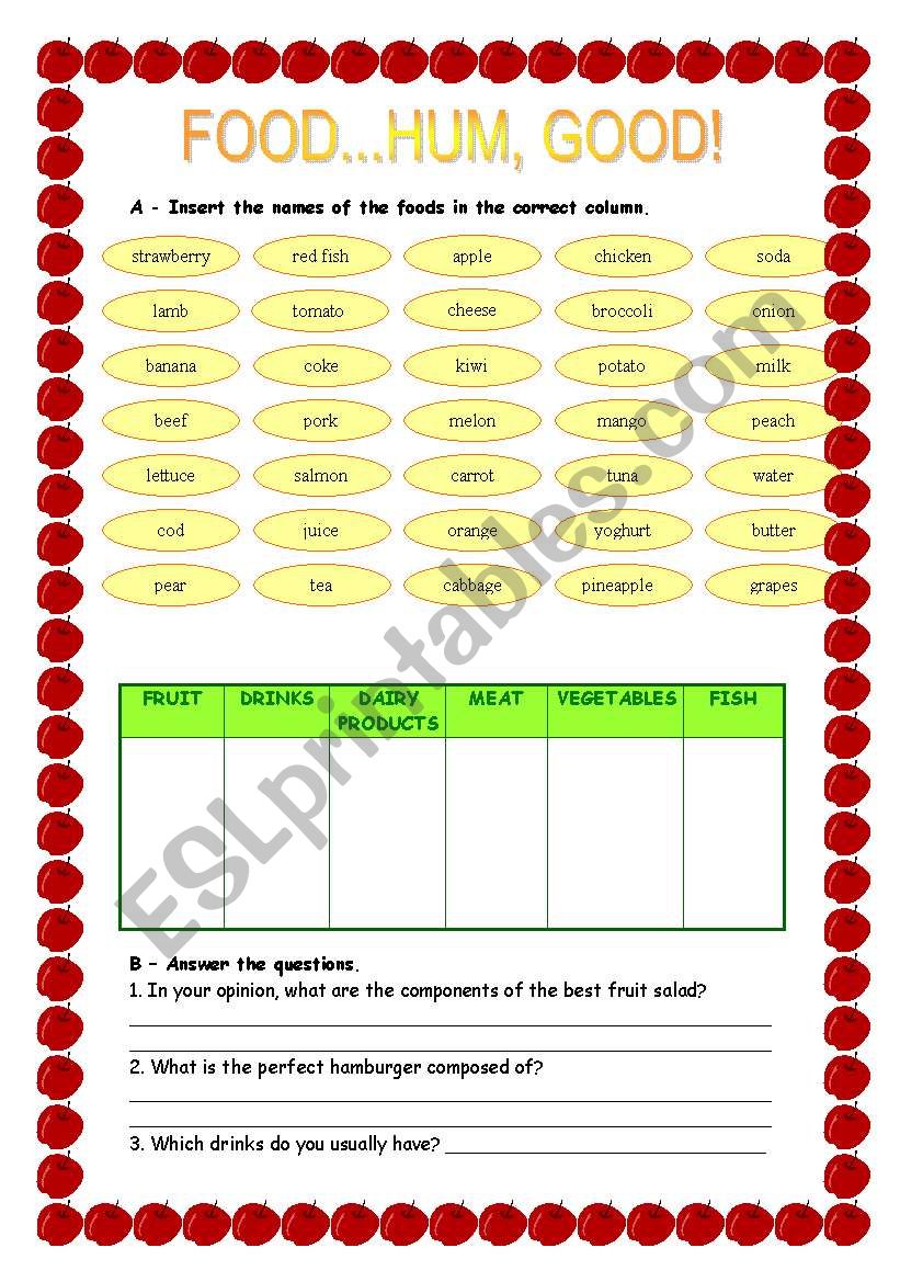Food - vocabulary exercises worksheet