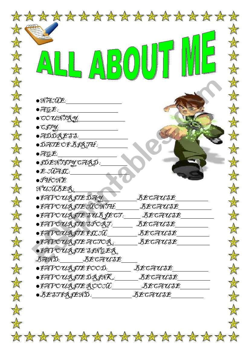 ALL ABOUT ME worksheet