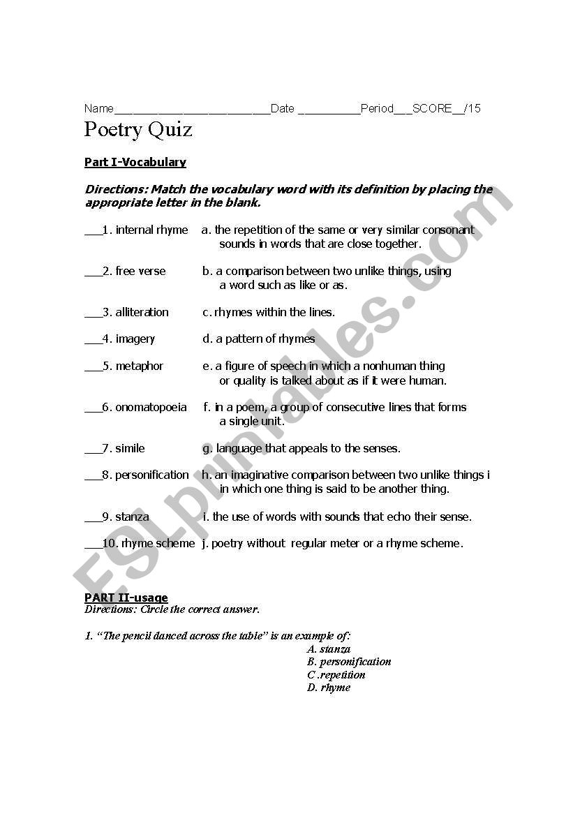 Poetry Quiz with Gifted version
