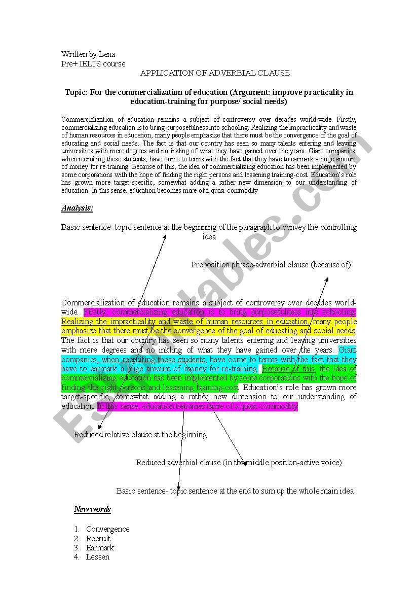 Application of adverbal clause