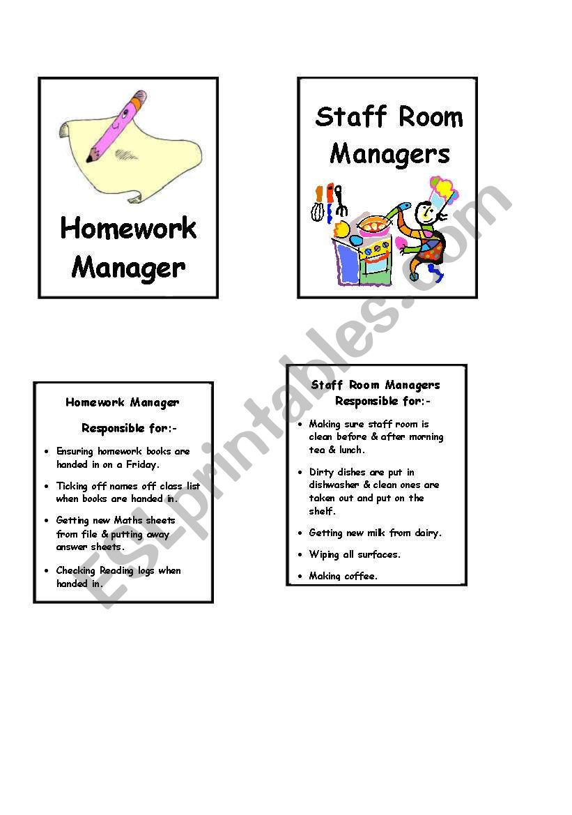 Duty cards for display 1 worksheet