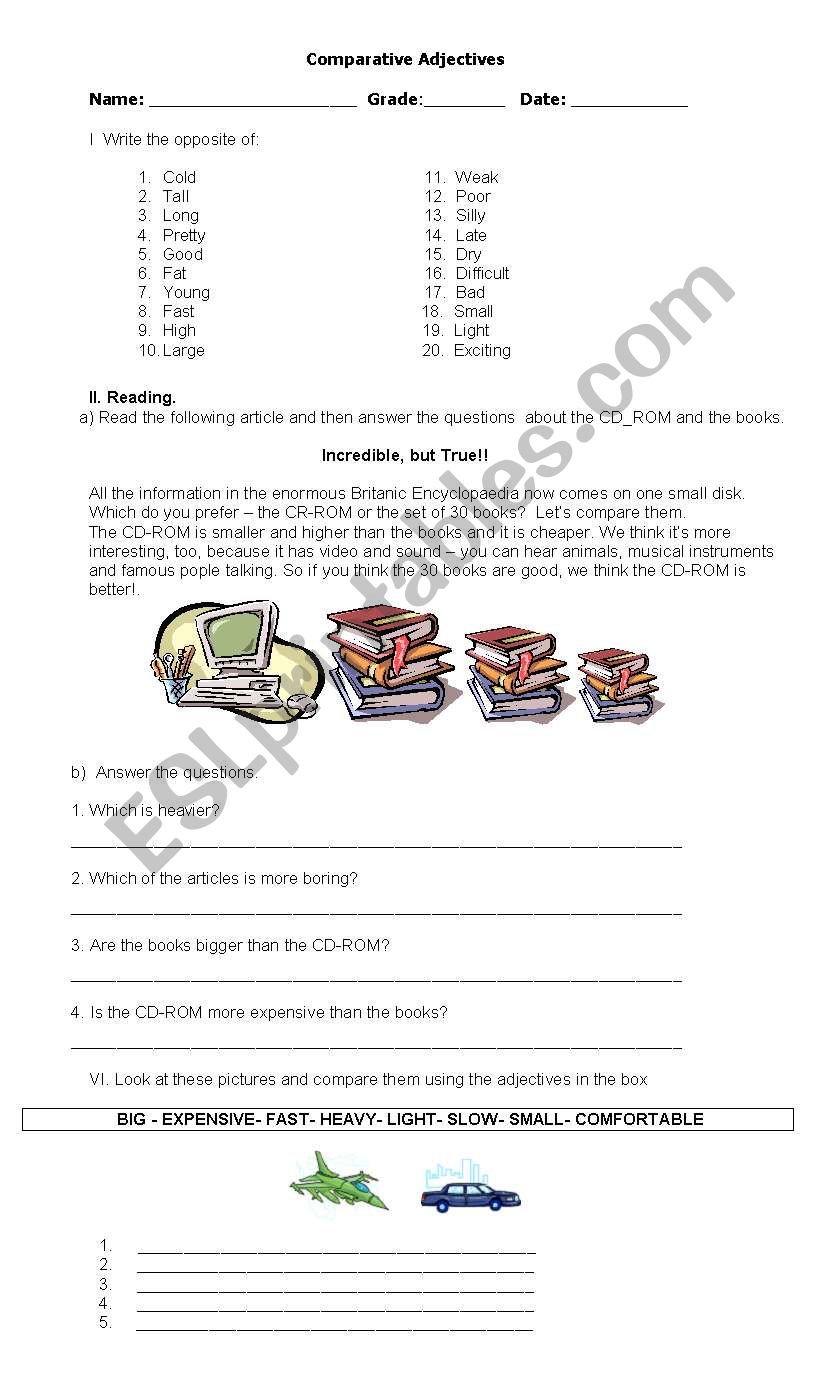 comparison worksheet