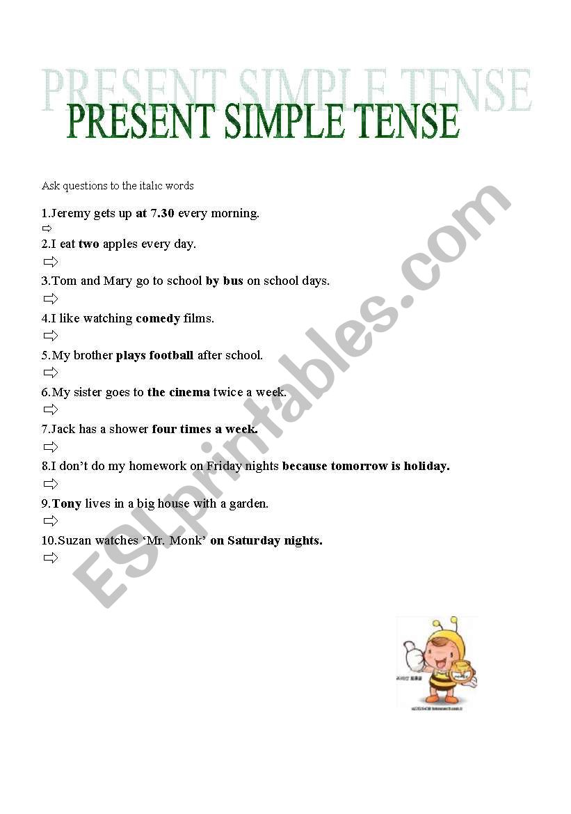present simple tense/ask questions