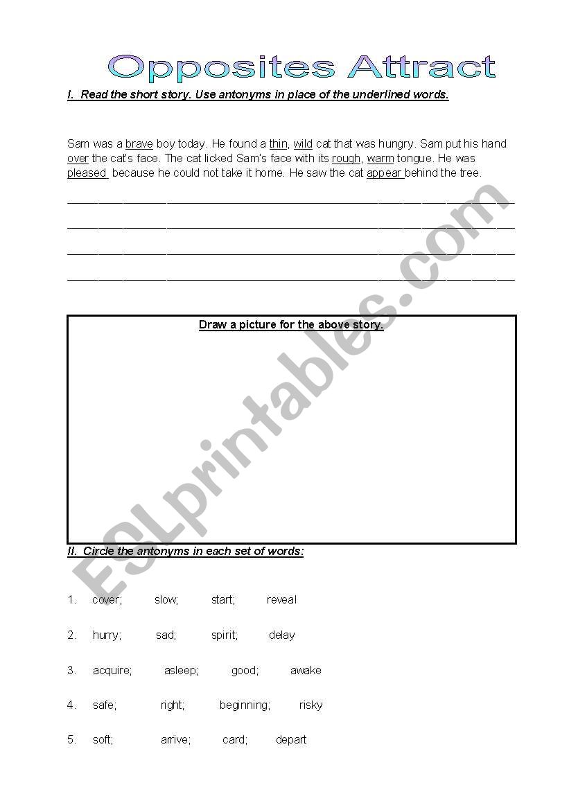 Antonyms worksheet