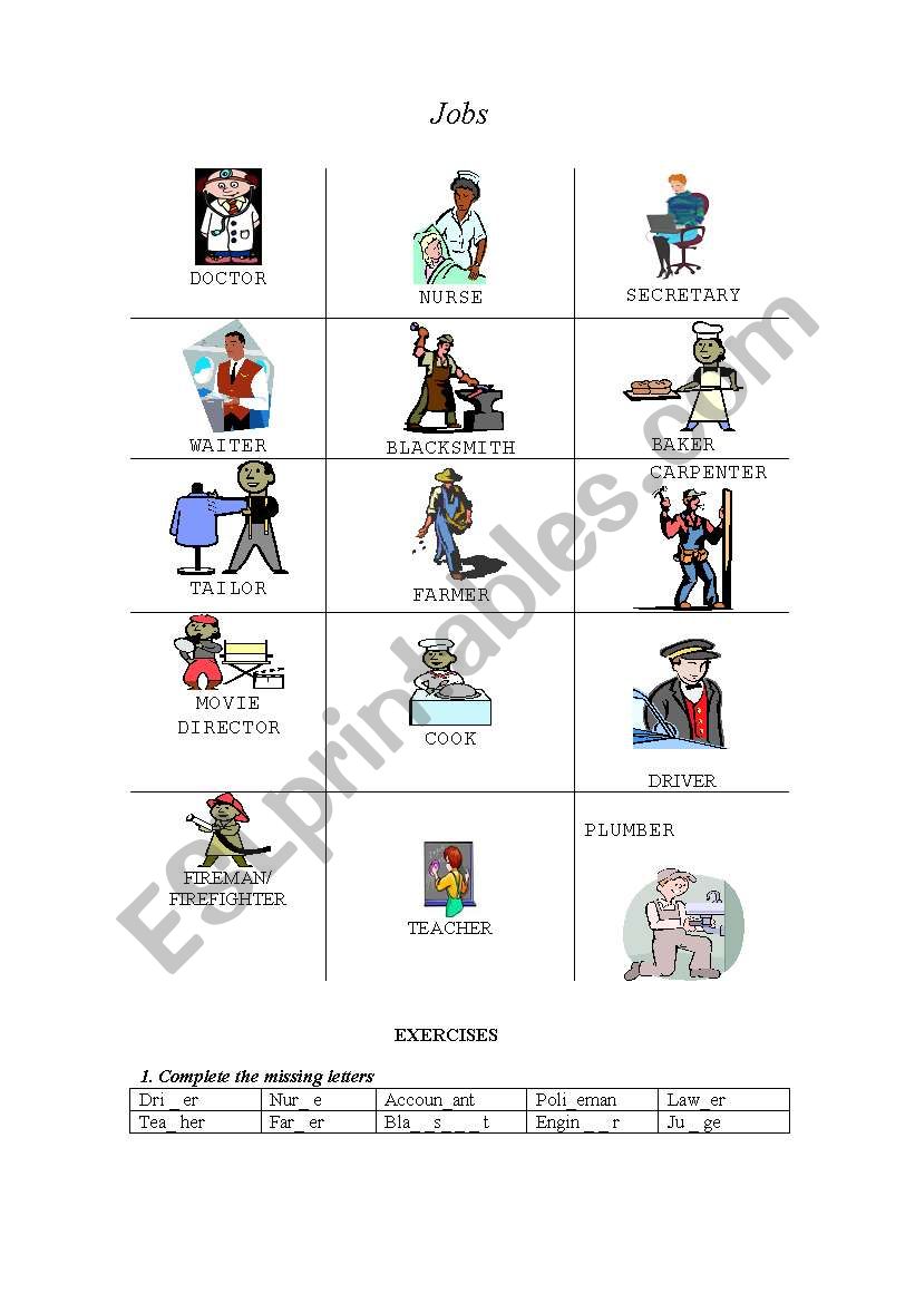 Jobs worksheet