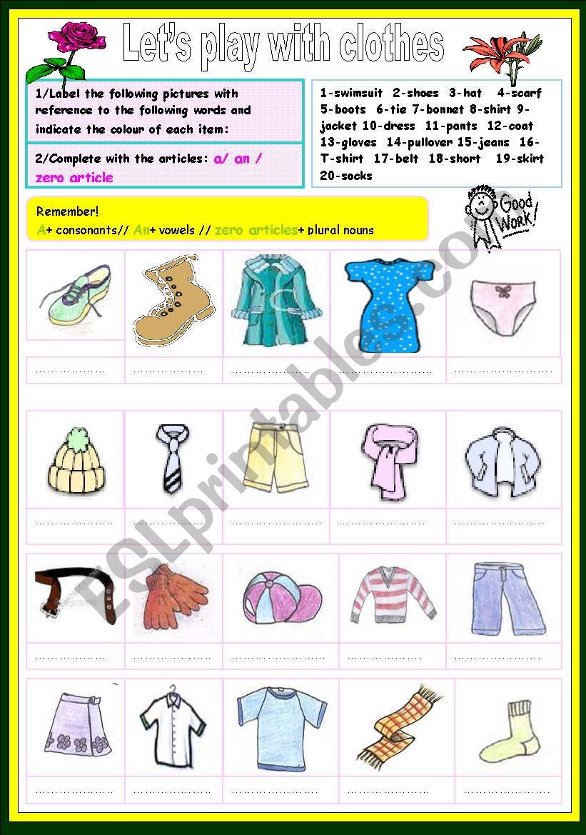 lets play with clothes worksheet