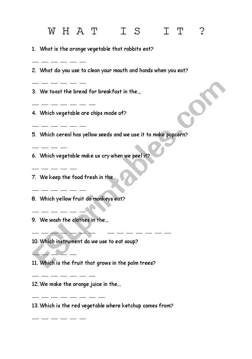 FOOD PASSWORD worksheet